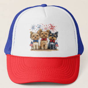 Happy 4th Of July Yorkshire Terrier Dogs Trucker Hat