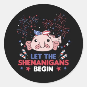 Happy 4th Sweet Blobfish With Fireworks America Classic Round Sticker