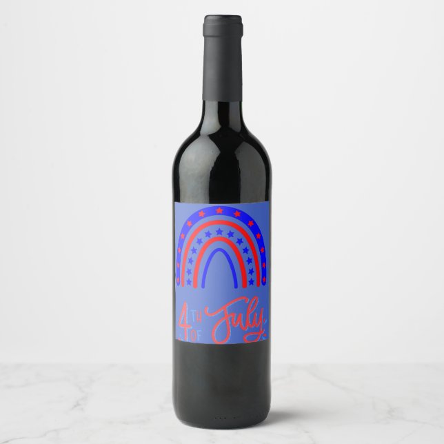 HAPPY 4TH T-Shirt Wine Label (Front)