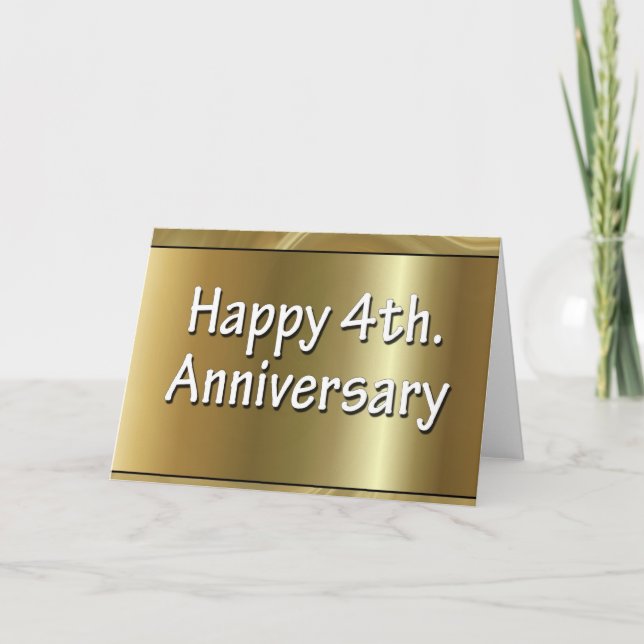Happy 4th. Wedding Anniversary Silk Card (Front)