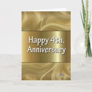 Happy 4th. Wedding Anniversary Silk Card