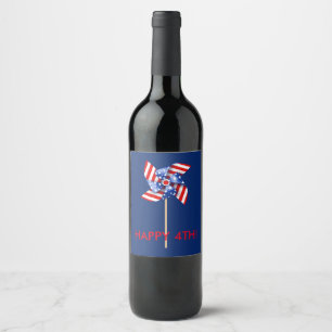 Happy 4th! Wine, Beer or Water Bottle   Patriotic Wine Label