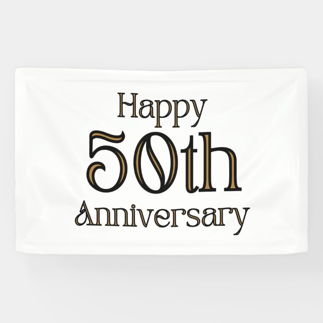 Happy 50th Anniversary 2.5x4 Vinyl Banner (Horizontal)