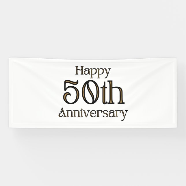 Happy 50th Anniversary 2.5x6 Vinyl Banner (Horizontal)