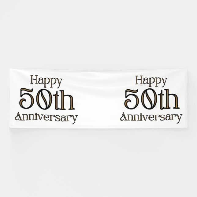 Happy 50th Anniversary 4x12 Vinyl Banner (Horizontal)