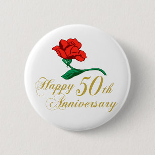 Happy 50th Anniversary 6 Cm Round Badge