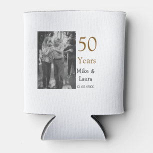 Happy 50th anniversary add couple name date weddin can cooler