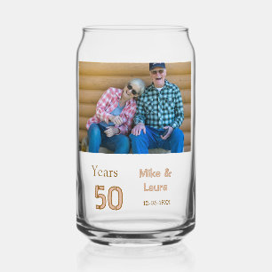 Happy 50th anniversary add couple name date weddin can glass