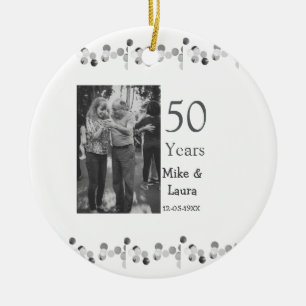 Happy 50th anniversary add couple name date weddin ceramic tree decoration