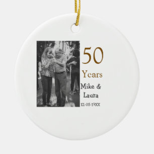 Happy 50th anniversary add couple name date weddin ceramic tree decoration