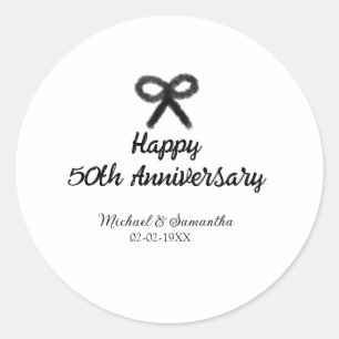Happy 50th anniversary add couple name date weddin classic round sticker