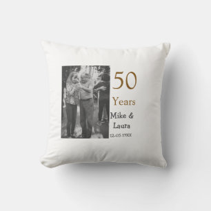 Happy 50th anniversary add couple name date weddin cushion