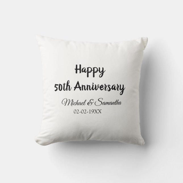 Happy 50th anniversary add couple name date weddin cushion (Front)