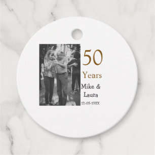 Happy 50th anniversary add couple name date weddin favour tags