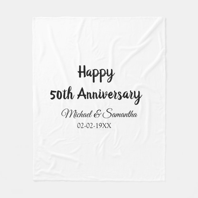 Happy 50th anniversary add couple name date weddin fleece blanket (Front)