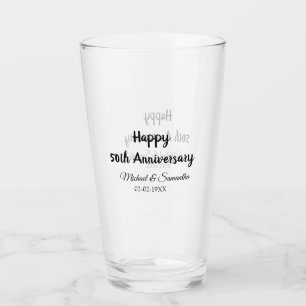 Happy 50th anniversary add couple name date weddin glass