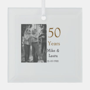 Happy 50th anniversary add couple name date weddin glass tree decoration