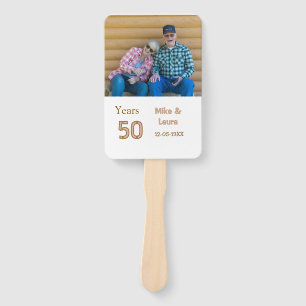 Happy 50th anniversary add couple name date weddin hand fan