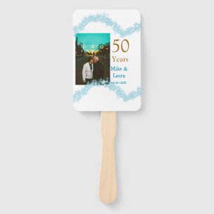 Happy 50th anniversary add couple name date weddin hand fan