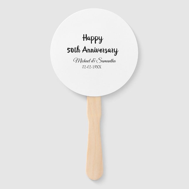 Happy 50th anniversary add couple name date weddin hand fan (Front)
