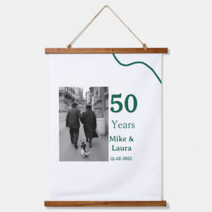 Happy 50th anniversary add couple name date weddin hanging tapestry