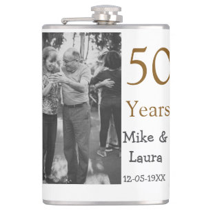 Happy 50th anniversary add couple name date weddin hip flask