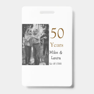 Happy 50th anniversary add couple name date weddin ID badge