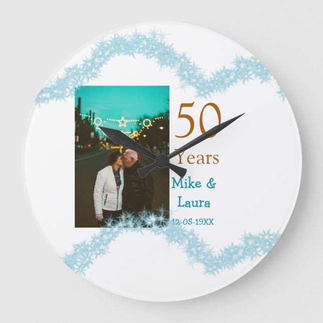 Happy 50th anniversary add couple name date weddin large clock (Front)