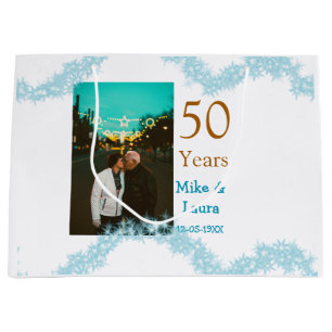 Happy 50th anniversary add couple name date weddin large gift bag
