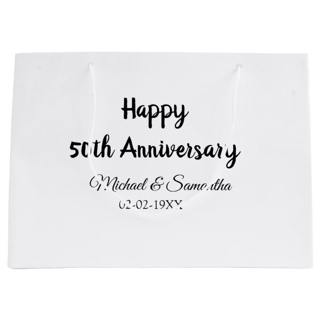 Happy 50th anniversary add couple name date weddin large gift bag (Front)
