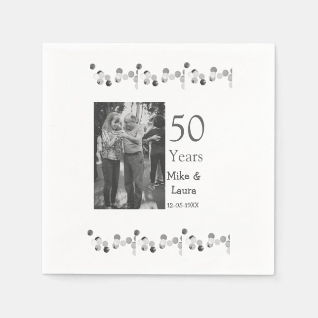 Happy 50th anniversary add couple name date weddin napkin (Front)
