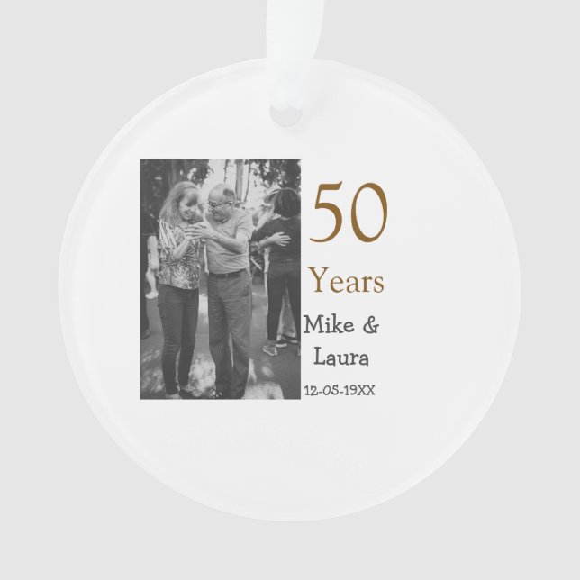 Happy 50th anniversary add couple name date weddin ornament (Front)