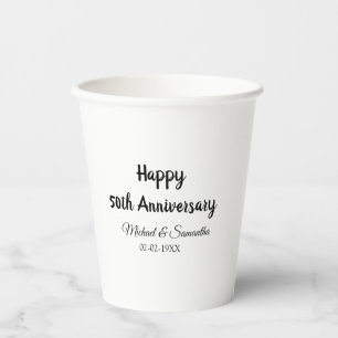 Happy 50th anniversary add couple name date weddin paper cups