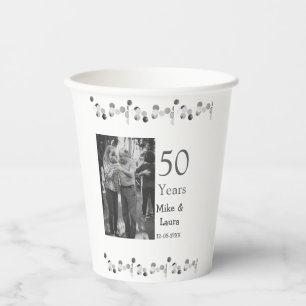 Happy 50th anniversary add couple name date weddin paper cups