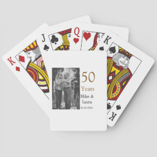 Happy 50th anniversary add couple name date weddin playing cards