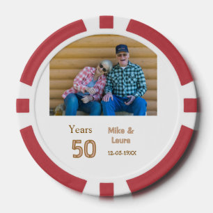 Happy 50th anniversary add couple name date weddin poker chips