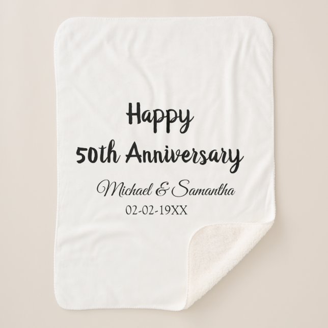 Happy 50th anniversary add couple name date weddin sherpa blanket (Front)