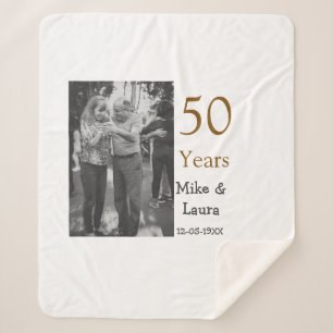 Happy 50th anniversary add couple name date weddin sherpa blanket