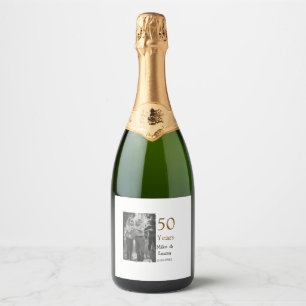 Happy 50th anniversary add couple name date weddin sparkling wine label