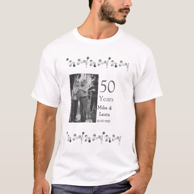 Happy 50th anniversary add couple name date weddin T-Shirt (Front)