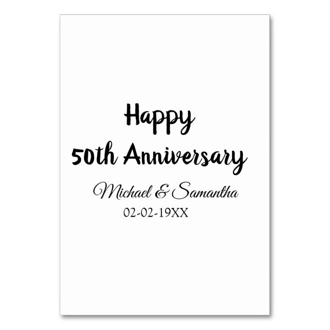 Happy 50th anniversary add couple name date weddin table number (Front)