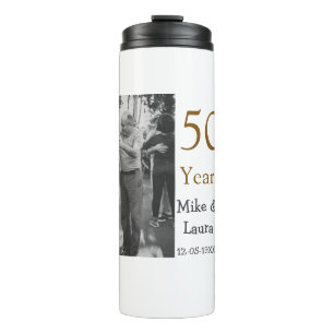 Happy 50th anniversary add couple name date weddin thermal tumbler