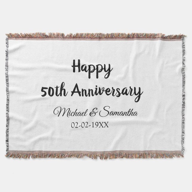 Happy 50th anniversary add couple name date weddin throw blanket (Front)