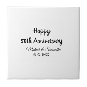 Happy 50th anniversary add couple name date weddin tile