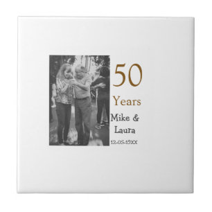 Happy 50th anniversary add couple name date weddin tile