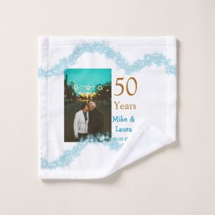 Happy 50th anniversary add couple name date weddin wash cloth
