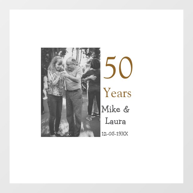 Happy 50th anniversary add couple name date weddin window cling (Sheet)