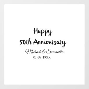 Happy 50th anniversary add couple name date weddin window cling