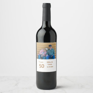 Happy 50th anniversary add couple name date weddin wine label