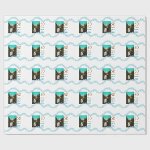 Happy 50th anniversary add couple name date weddin wrapping paper
